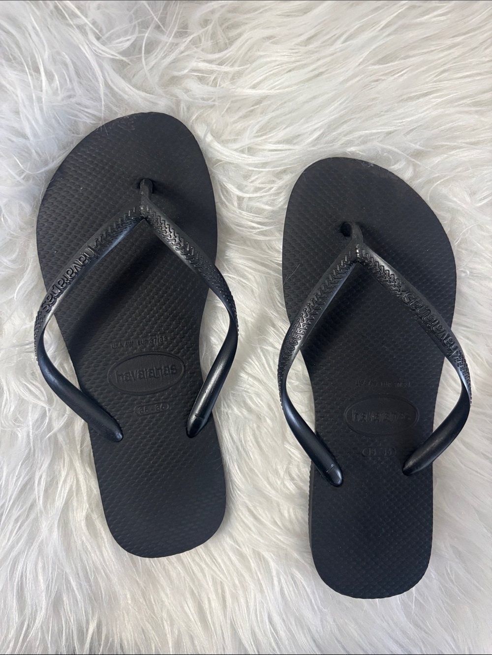 Havaianas Black Slim Strap Flip Flops